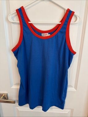 Vintage Lee Royal Blue Tank with Red Trim